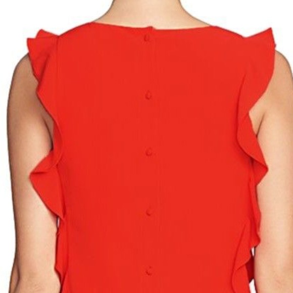 NWT CeCe Red Ruffled Button-Back Shift Dress - Picture 3 of 4